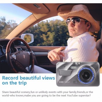 Dash Cam New Dual Lens Car DVR Camera Full HD 1080P 4 IPS Front+Rear Blue Mirror Night Vision Video Recorder Parking Monitor