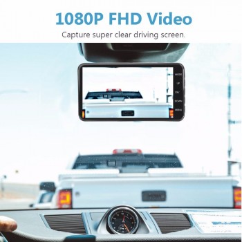 Dash Cam New Dual Lens Car DVR Camera Full HD 1080P 4 IPS Front+Rear Blue Mirror Night Vision Video Recorder Parking Monitor