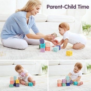 Tumama 12pcs/set Baby Grasp Toy Building Blocks 3D Touch Hand Soft Balls Baby Massage Rubber Teethers Squeeze Toy Bath Ball Toys