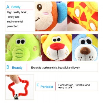 Hanging Plush Baby Toy Rattle Lovely Cartoon Animal Bell Newborn Stroller Accessories Baby Toys 6 Style Lion Deer Elephant