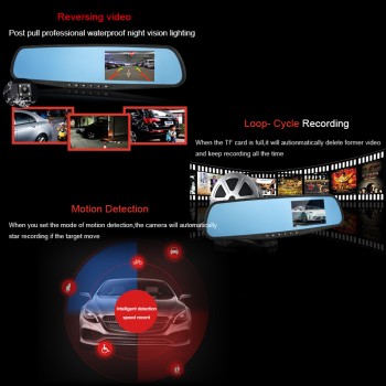 dvr dash camera dash cam car dvr mirror dual lens rear view camera rearview dashcam auto recorder video full hd front and rear