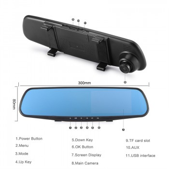 dvr dash camera dash cam car dvr mirror dual lens rear view camera rearview dashcam auto recorder video full hd front and rear