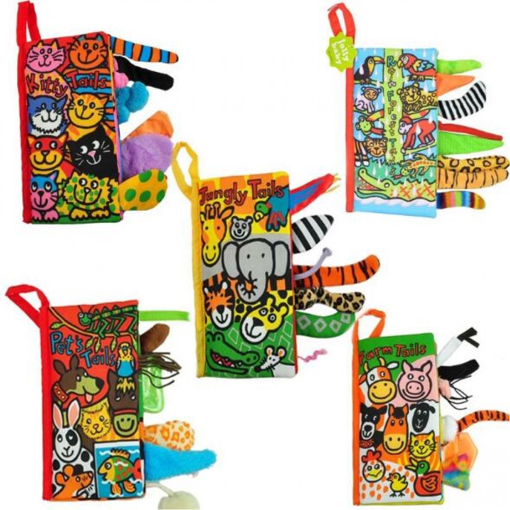 Baby Toys Infant Kids Early Development Cloth Books Learning Education Unfolding Activity Books Animal Tails Style SZ04