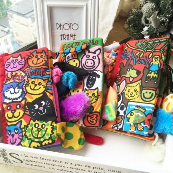 Baby Toys Infant Kids Early Development Cloth Books Learning Education Unfolding Activity Books Animal Tails Style SZ04
