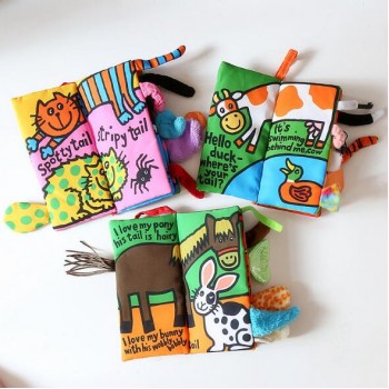 Baby Toys Infant Kids Early Development Cloth Books Learning Education Unfolding Activity Books Animal Tails Style SZ04