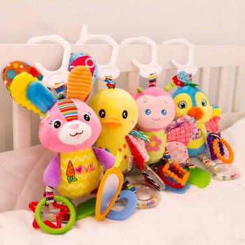 Cute Baby Newborns Bed Stroller Hanging Toys Teether Rattle Plush Animal Pram Toys Early Education Boy Girl Kids Birthday Gift