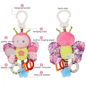 Cute Baby Newborns Bed Stroller Hanging Toys Teether Rattle Plush Animal Pram Toys Early Education Boy Girl Kids Birthday Gift