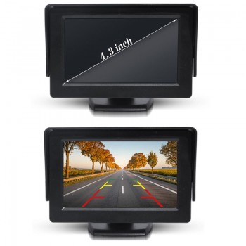 GSPSCN 3 in 1 Car 2.4G Wireless Transmitter Receiver +Parking Assistance Reverse Rear View Backup Camera with HD 4.3inch monitor