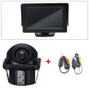 GSPSCN 3 in 1 Car 2.4G Wireless Transmitter Receiver +Parking Assistance Reverse Rear View Backup Camera with HD 4.3inch monitor
