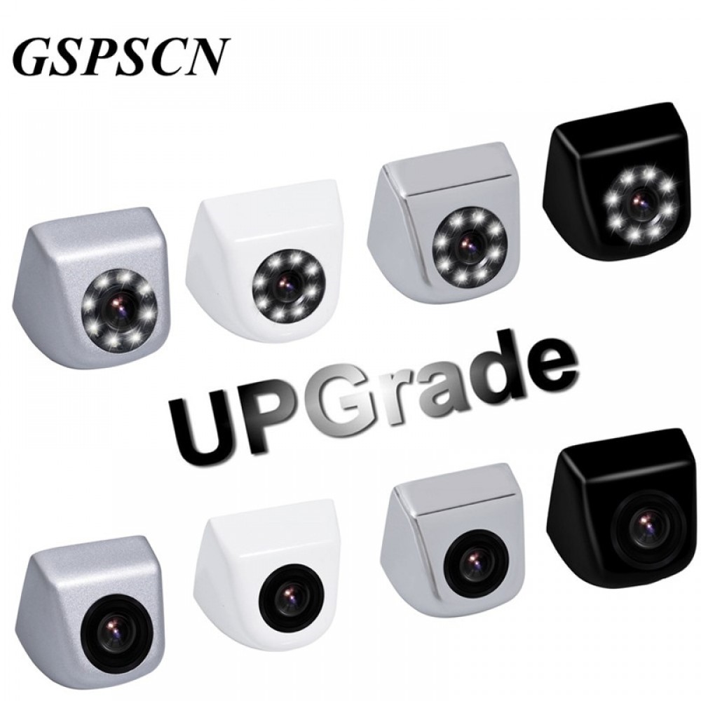 GSPSCN Car Backup Camera Metal HD Reverse Camera Mini Front view / Rear View Cameras 8 LEDs Lights Night Vision Waterproof IP69