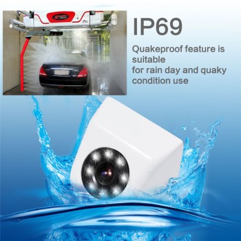GSPSCN Car Backup Camera Metal HD Reverse Camera Mini Front view / Rear View Cameras 8 LEDs Lights Night Vision Waterproof IP69