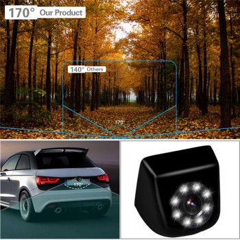 GSPSCN Car Backup Camera Metal HD Reverse Camera Mini Front view / Rear View Cameras 8 LEDs Lights Night Vision Waterproof IP69