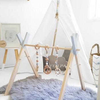 Nordic Wood  Wooden Furniture Play Gym Frame Toys Baby Gym Rattles Kids Room Nursery Decor Accessories Newborn Photography Props