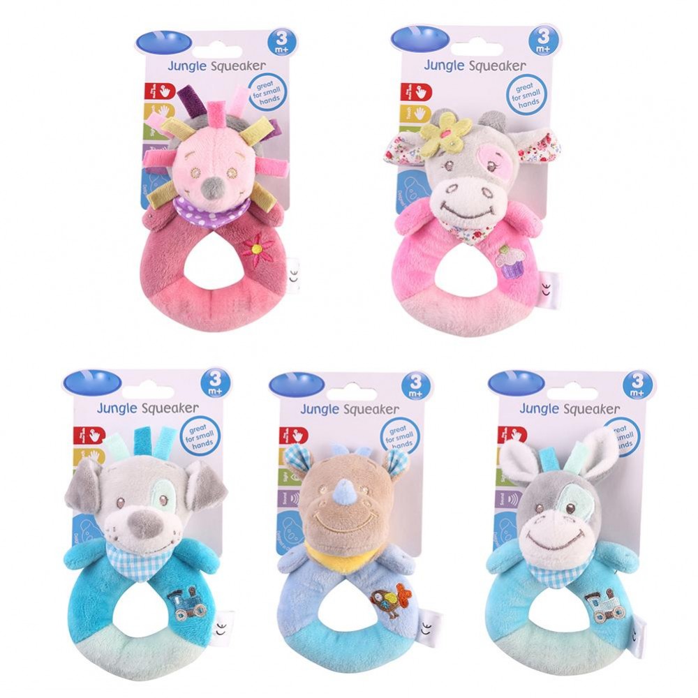baby plush toy ring bell baby plush rattle whistle cute cartoon dog / Hedgehog/ rhinoceros / donkey/ Cattle baby toy