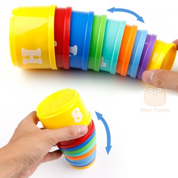 MiniTudou 8PCS Educational Baby Toys 6Month+ Figures Letters Foldind Stack Cup Tower Children Early Intelligence