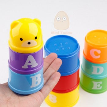 MiniTudou 8PCS Educational Baby Toys 6Month+ Figures Letters Foldind Stack Cup Tower Children Early Intelligence