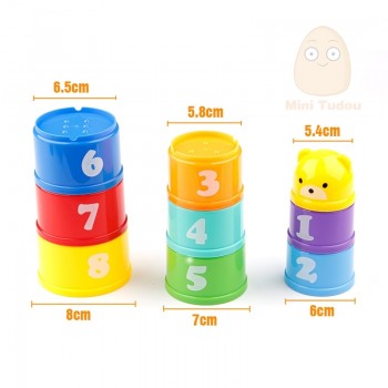 MiniTudou 8PCS Educational Baby Toys 6Month+ Figures Letters Foldind Stack Cup Tower Children Early Intelligence