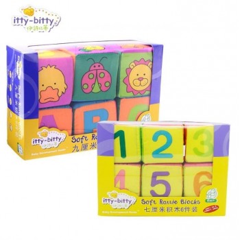 HOT!! 6pcs in 1 Set Cloth Building Blocks New Infant Baby Cloth Doll Soft Rattle early Educational Baby Toy Soft Plush Set Cube