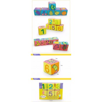 HOT!! 6pcs in 1 Set Cloth Building Blocks New Infant Baby Cloth Doll Soft Rattle early Educational Baby Toy Soft Plush Set Cube