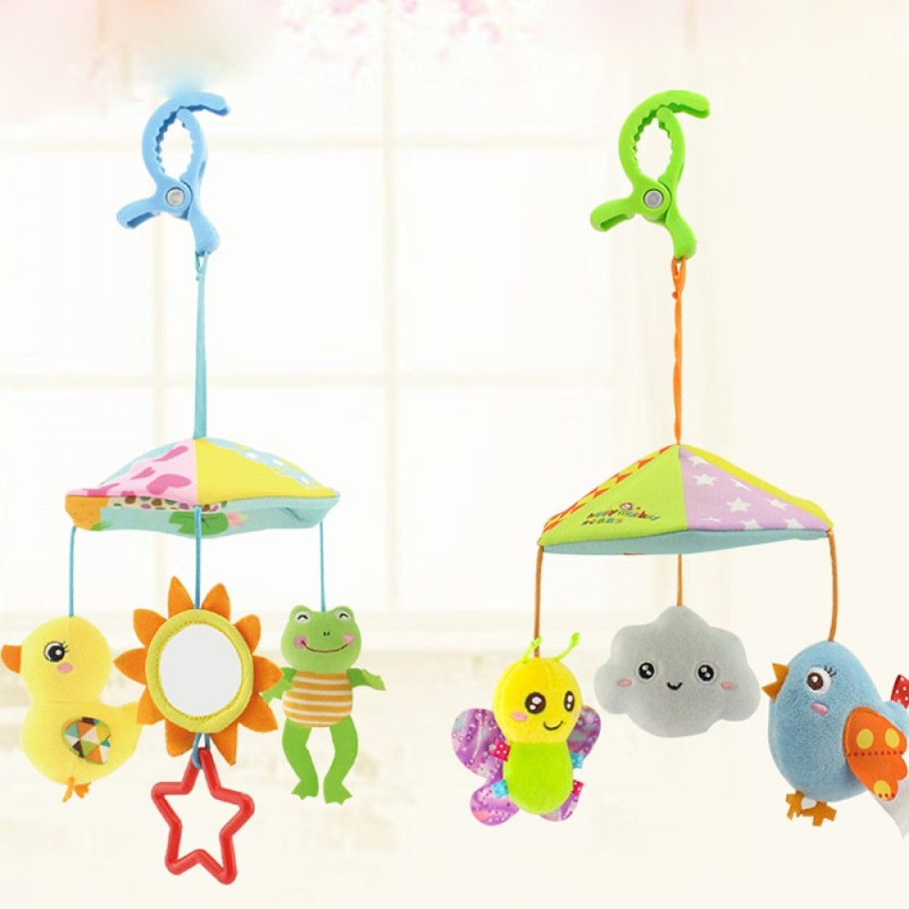 Baby Stroller Crib Pram Bed Hanging Toy Accessories Musical Rotating Plush Cartoon Cute Appease Soothing Hand-eye Coordination
