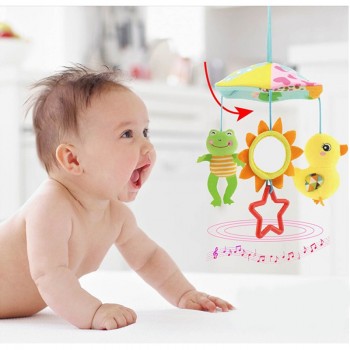 Baby Stroller Crib Pram Bed Hanging Toy Accessories Musical Rotating Plush Cartoon Cute Appease Soothing Hand-eye Coordination