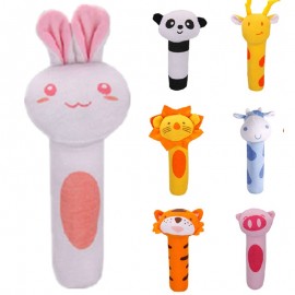 Baby Cute Rattles Toys Cute Stuffed Handbells Hand Bell Multifunctional Animal Squeaker Bar Baby Toys Hand Plush Doll 40% off