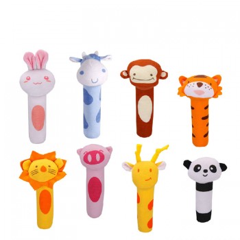 Baby Cute Rattles Toys Cute Stuffed Handbells Hand Bell Multifunctional Animal Squeaker Bar Baby Toys Hand Plush Doll 40% off