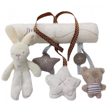 Rabbit baby hanging bed safety seat plush toy Hand Bell Multifunctional Plush Toy Stroller Mobile Gifts WJ141