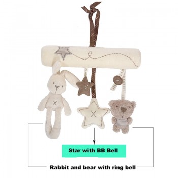 Rabbit baby hanging bed safety seat plush toy Hand Bell Multifunctional Plush Toy Stroller Mobile Gifts WJ141