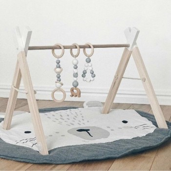Nordic Wood Baby Gym Rattle Kids Play Gym Frame Toys Wooden Clothes Rack Nursery Room Decor Accessories Newborn Photography Prop
