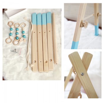 Nordic Wood Baby Gym Rattle Kids Play Gym Frame Toys Wooden Clothes Rack Nursery Room Decor Accessories Newborn Photography Prop
