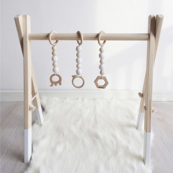 Nordic Wood Baby Gym Rattle Kids Play Gym Frame Toys Wooden Clothes Rack Nursery Room Decor Accessories Newborn Photography Prop