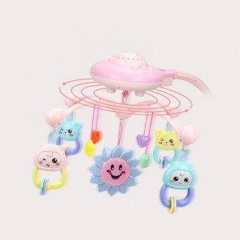 Baby Rattles Bed bell Toys 0-12 Months Crib Mobile Musical Bed Bell Projection Cartoon Early Learning With Teether Kids Toy