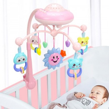 Baby Rattles Bed bell Toys 0-12 Months Crib Mobile Musical Bed Bell Projection Cartoon Early Learning With Teether Kids Toy