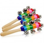 1 Piece Baby Wooden Rattle Rainbow Color Hand bell Baby Rattles Jingle bells Infant Shaker Rattle Educational Toys