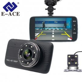 E-ACE Car Dvr Camera 4.0 Full HD 1080P Dash Cam Auto Registrator Dual Lens Night Vision With Rear View Camera Video Recorder