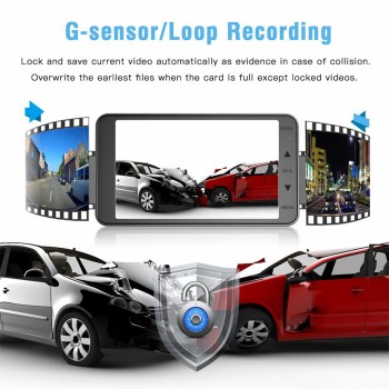 4 IPS Dual Lens Car Dash Cam FHD 1080P Dashboard Camera 170 degree Vehicle Driving DVR Recorder G-Sensor Parking Monitor WDR A1