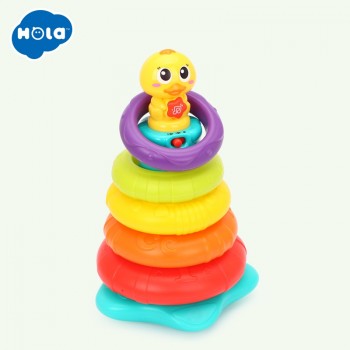 Baby Toy Stacking Rainbow Duck with Music amp; Lights Rings Rainbow Stack Up Tower Kids Early Educational Toys Gifts