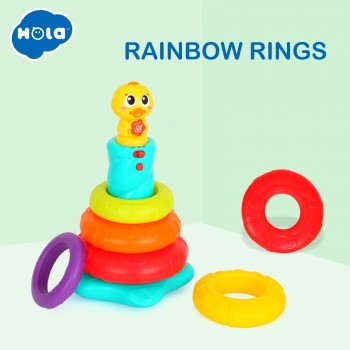 Baby Toy Stacking Rainbow Duck with Music amp; Lights Rings Rainbow Stack Up Tower Kids Early Educational Toys Gifts