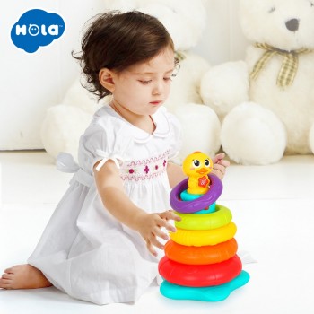 Baby Toy Stacking Rainbow Duck with Music amp; Lights Rings Rainbow Stack Up Tower Kids Early Educational Toys Gifts