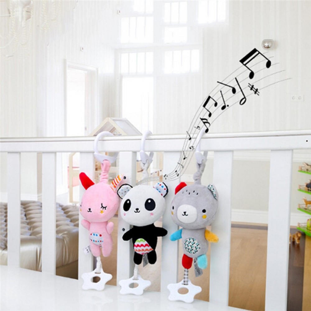 Baby Infant Animal rabbit Bear panda Soft Rattles Bed Crib Stroller Music Hanging Bell kids Stuffed Toys