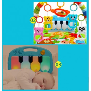 3 in 1 Baby Play Mat Rug Toys Kid Crawling Music Play Game Developing Mat with Piano Keyboard Infant Carpet Education Rack Toy