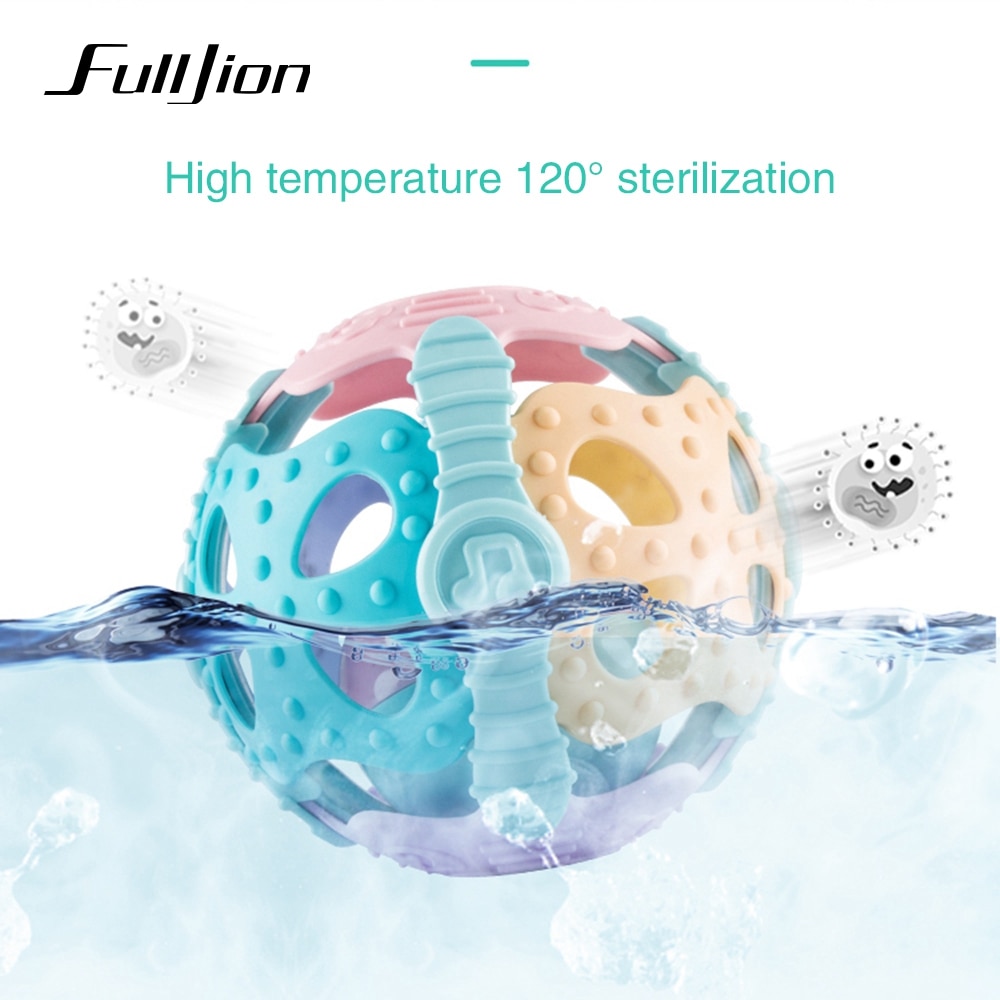 Fulljion Baby Teether Toys Ball Toddler Toys Rattles Mobiles Bebe Stroller Funny Soft Educational Infant Handbell Christmas Crib