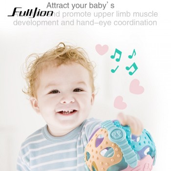 Fulljion Baby Teether Toys Ball Toddler Toys Rattles Mobiles Bebe Stroller Funny Soft Educational Infant Handbell Christmas Crib