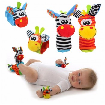 Cartoon Baby Toys 0-12 Months Soft Animal Baby Rattles Children Infant Newborn Plush Sock Baby Toy Wrist Strap Baby Foot Socks