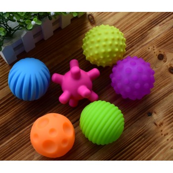 4amp;6pcs Textured Multi Ball Set soft develop baby tactile senses toy Baby touch hand training Massage ball Rattle Activity toys