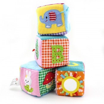 4pcs/set Baby Toys 0-12 Months Soft Play Cubes Plush Cloth Building Blocks Rattles Number Letters Multifunctional Toys Juguete