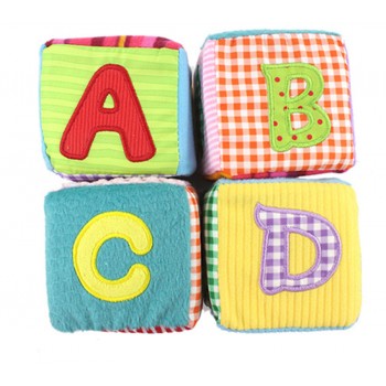 4pcs/set Baby Toys 0-12 Months Soft Play Cubes Plush Cloth Building Blocks Rattles Number Letters Multifunctional Toys Juguete
