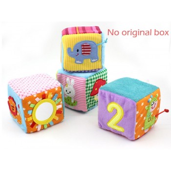 4pcs/set Baby Toys 0-12 Months Soft Play Cubes Plush Cloth Building Blocks Rattles Number Letters Multifunctional Toys Juguete