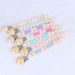 1 Pcs  Wooden Baby Toy Gift Pacifier Clip Chian Holder Wooden Bead Teether Toy for Baby Chew Rattles Mobiles Newborn Toy Gift